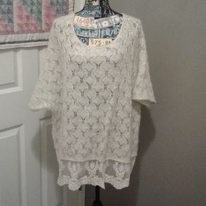 Anthropologie oversized sweater with lace trim